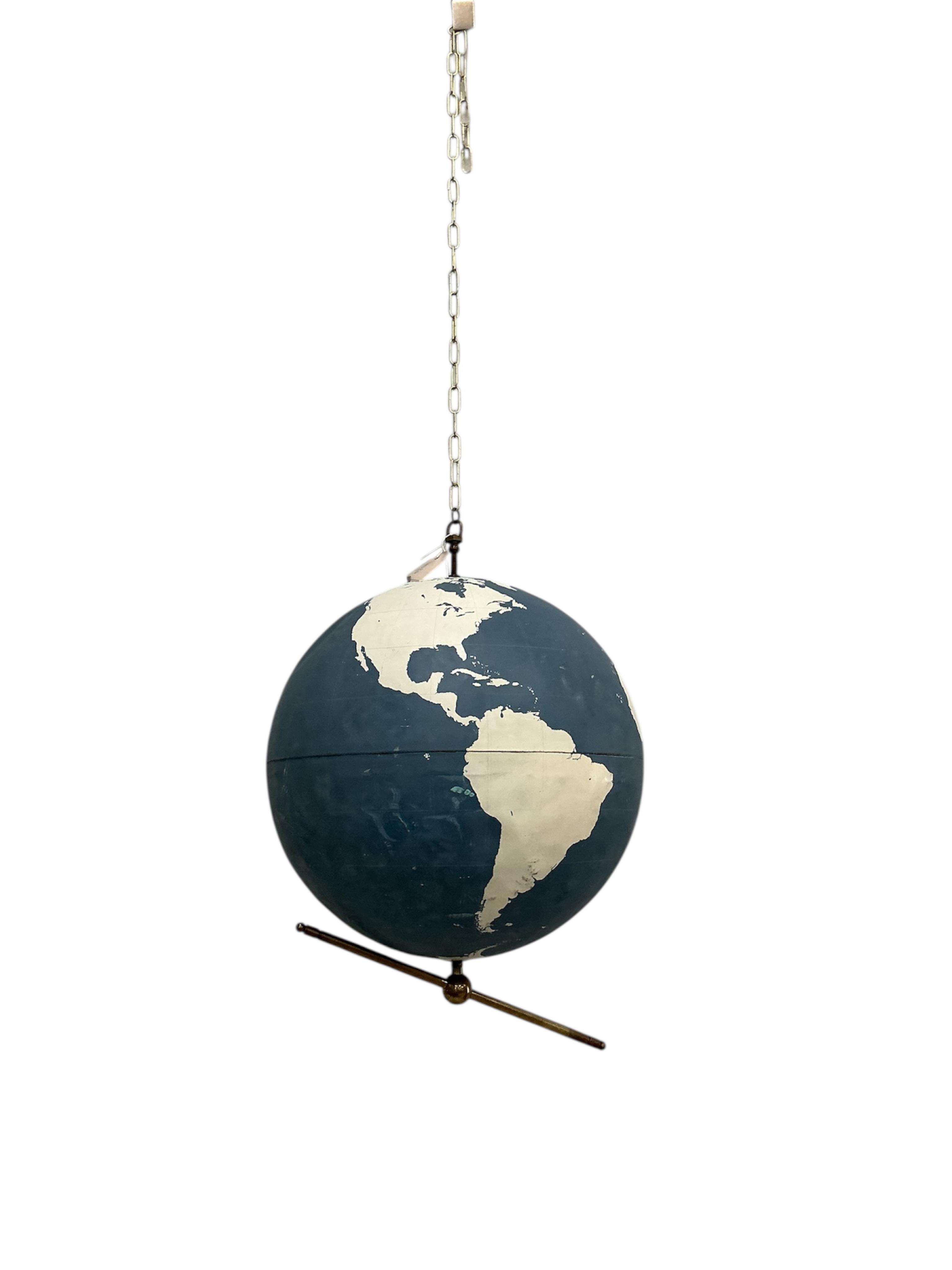 A Philips “Slate Surface” 19 inch educational globe on chain suspension